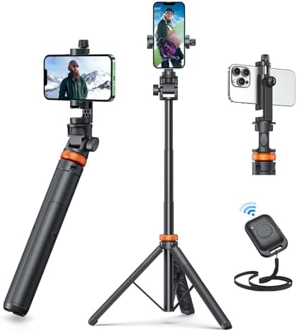 EUCOS 62″ Phone Tripod, Tripod for iPhone & Selfie Stick with Remote