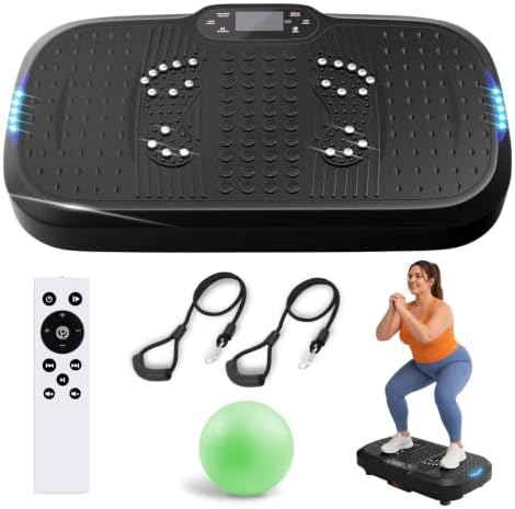 Heavy Duty Vibration Plate Exercise Machine, 440 lb, 200W, Bluetooth & LED