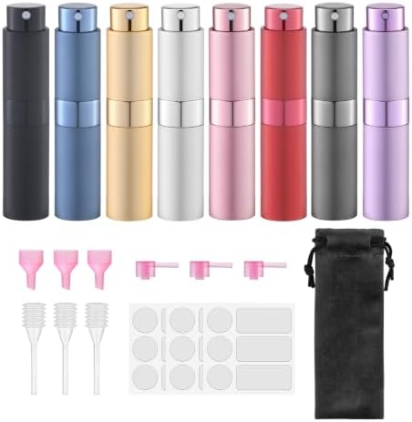 Perfume Atomizer Travel Bottle Refillable: Cologne Sprayer Portable for Men – Mini Spray Empty for Refill – 8ml Small Size 8PCS Multicolor