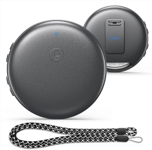 Language Translator Device, Wearable AI Translator, Real-Time, Gray
