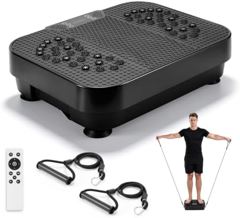 4D Curved Vibration Plate Exercise Machine – Whole Body Vibrating Platform with Magnetic Acupressure Massage for Lymphatic Drainage and Weight Loss, 440 lbs Capacity