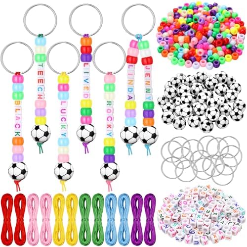 Landical 564 Pcs Soccer Keychain Making Kit Soccer Party Favor Fun Color