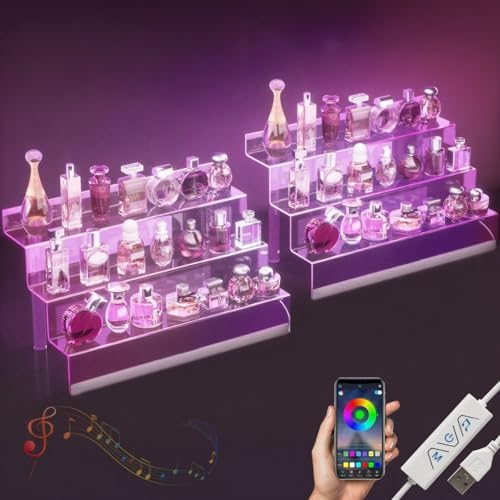 16″ Acrylic Display Organizer with LED, Perfume Organizer for Women, 2 Pack
