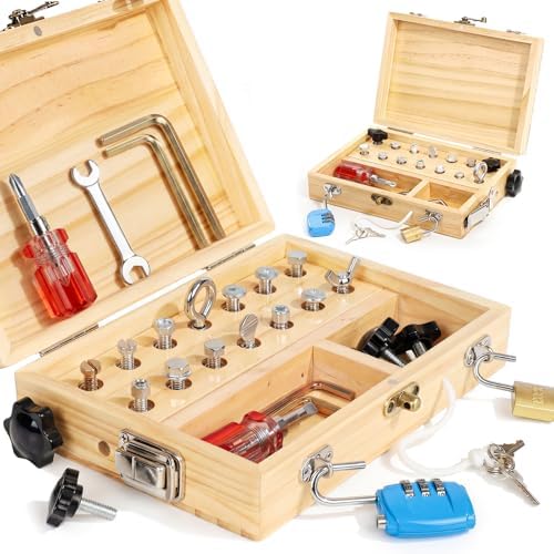 Lehoo Castle Montessori Screwdriver Board Set, Wooden Tool Set for 3 4 5