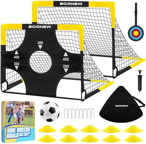 Kid Soccer Goal and Soccer Ball Targets Set – 6×4 / 4X3 ft Soccer Goal