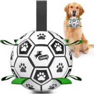 QDAN Large Dog Toys, Soccer Ball for Dogs with Straps, Herding Dog Balls