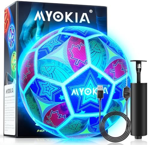 Rechargeable Light Up Soccer Ball,Size 5,Tri-Color Glow in Dark