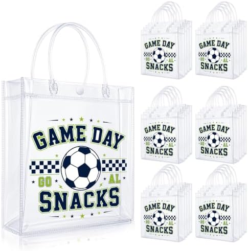WENWELL Soccer Snack Bags with Handles, Clear, 30 Pack
