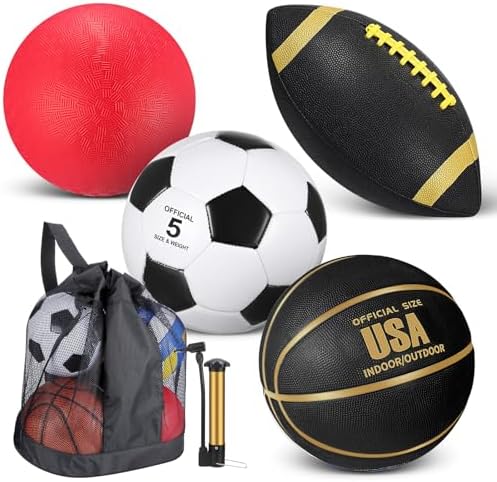 Lenwen 5 Pcs Sports Balls Set, Christmas Operation Gifts