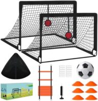 Portable Soccer Goal,Kids Soccer Goals for Backyard,Outdoor Games for Kids, Soccer Training Equipment,Including Soccer Goals,a Soccer Ball,Shooting Target,a Training Ladder,Cones