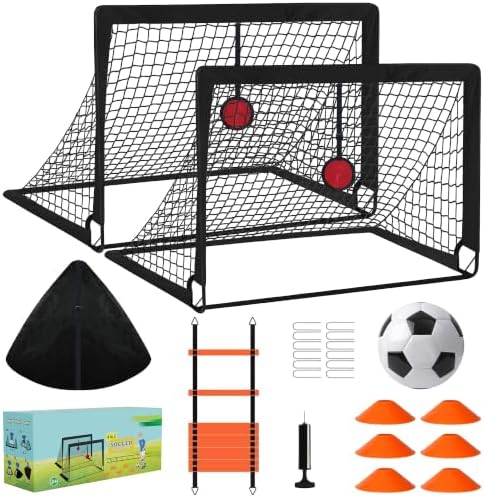 Portable Soccer Goal,Kids Soccer Goals for Backyard,Outdoor Games for Kids, Soccer Training Equipment,Including Soccer Goals,a Soccer Ball,Shooting Target,a Training Ladder,Cones