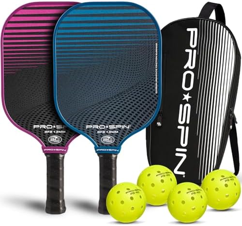 PRO-SPIN Carbon Fiber Pickleball Paddles Set of 2 with Balls & Bag