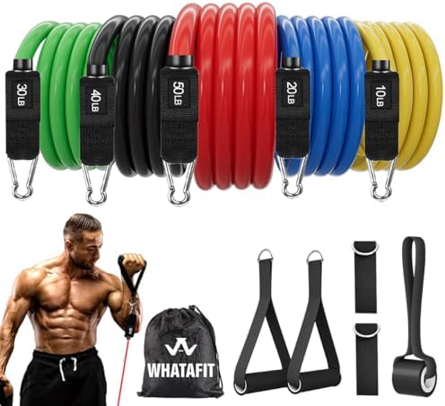 WHATAFIT Resistance Bands with Handles, Exercise Bands Set for Working Out