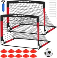 Kids Soccer Goals for Backyard, 2-Pack 4x3ft Portable Soccer Nets, Pop Up Mini Toddler Soccer Goal Set with Size 3 Ball, Cones & Pump for Ages 3-12, Indoor & Outdoor Practice Training Kit
