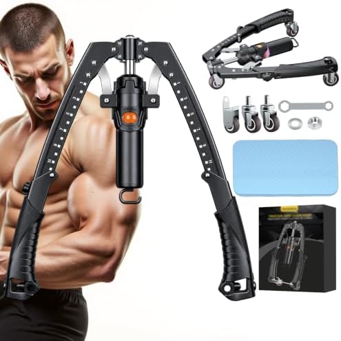 Twister Arm Trainer, 3 in 1 Hydraulic Power Chest Workout Equipment with Ab Roller Wheels and Hooks, Adjustable 22-440lbs Arm Trainer for Men Women, Home Gym Equipment for Full Body Strength Training