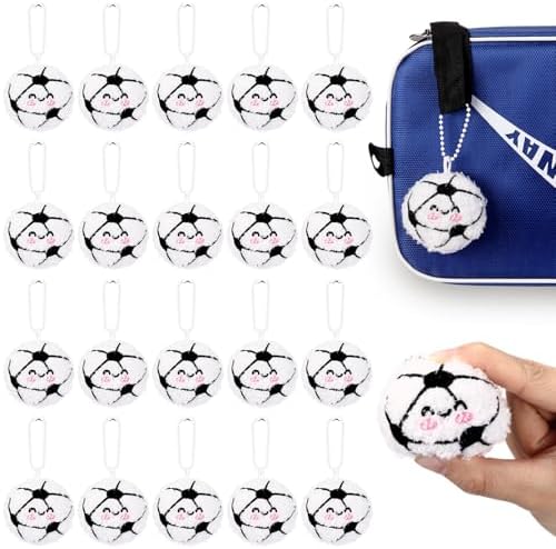 Simgoing 15 Pcs Soccer Senior Night Keychain Gift Bulk Mini Plush Ball Prizes Funny Sports Players Team Party Favors Gifts for Group