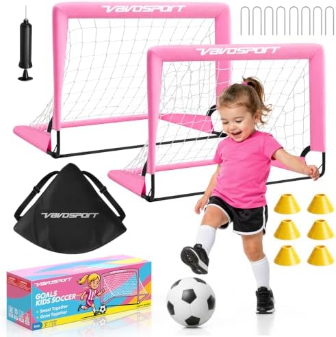 Mini Toddler Soccer Goal Set, 2 Pack 2×1.5 ft Soccer Goals for Backyard