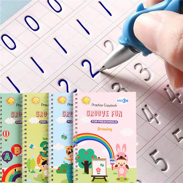 Handwriting Book Practice for Kids,Reusable Grooved Handwriting Books