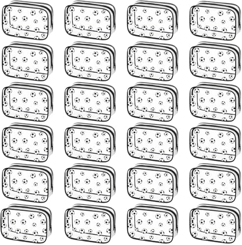 Kacctyen 24 Pcs Soccer Clear Makeup Bags with Zipper, Waterproof PVC Pouch